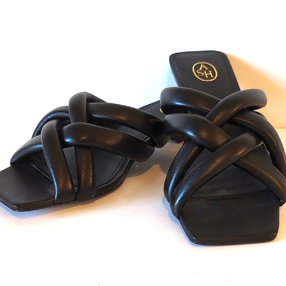 Ash Black Braided Slide Heels